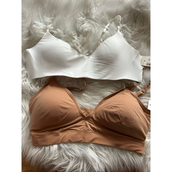 Abercrombie and Fitch and Aeropostale  size medium girls bras white and tan brow - Picture 1 of 8